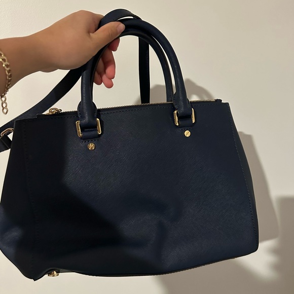 Michael Kors Dark Blue Satchel with Gold Accents - Picture 2 of 2